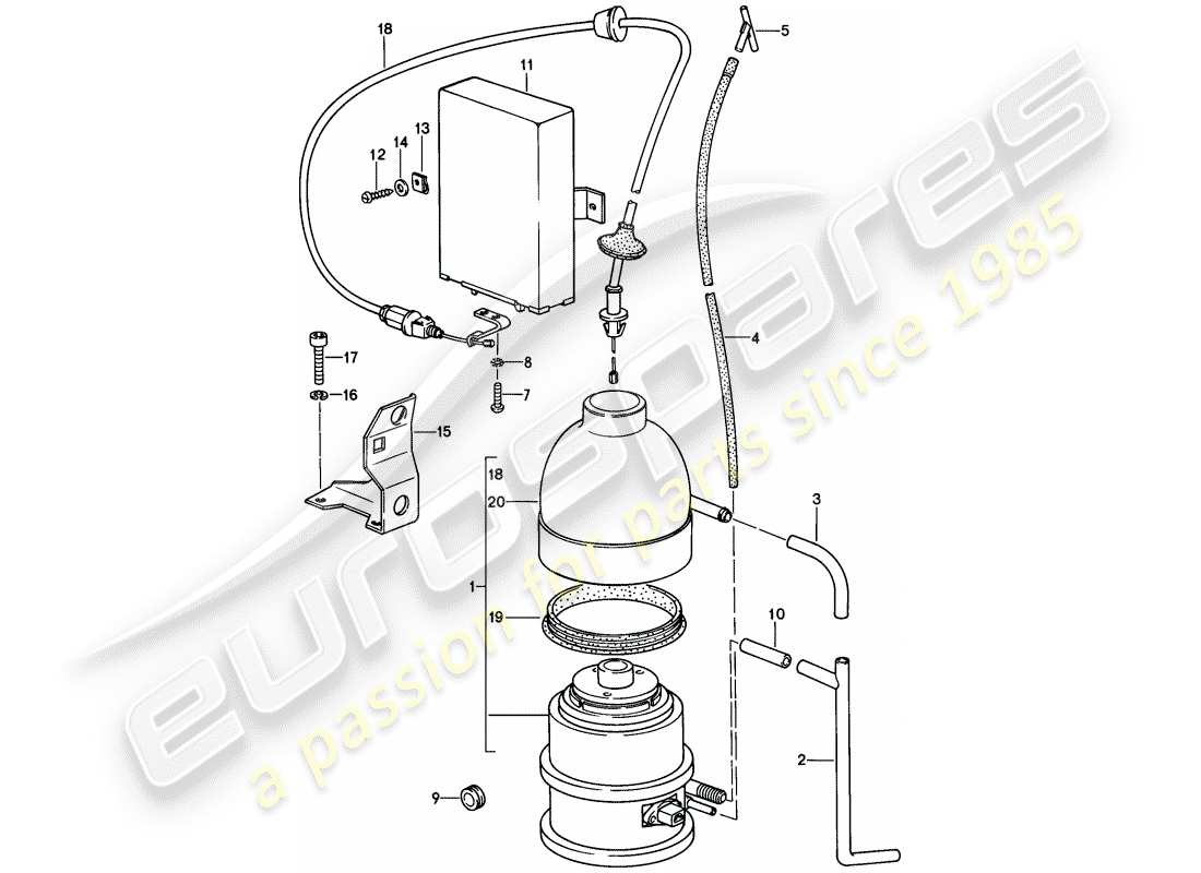 porsche 1982 (928) sistema de control de crucero diagrama de piezas