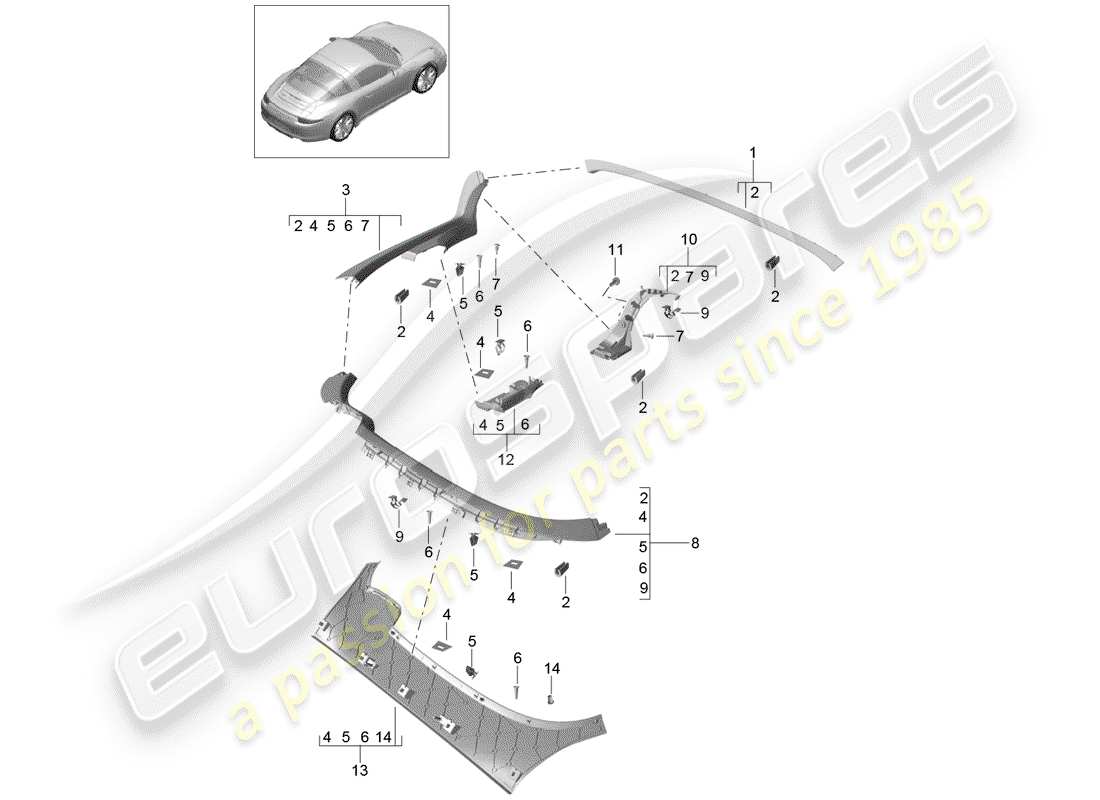 porsche 2014 (991-1) adornos diagrama de piezas