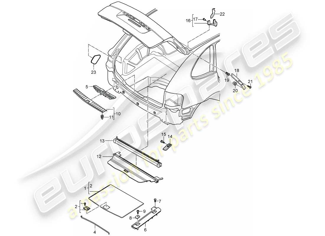 porsche 2010 (cayenne e1 9pa) diagrama de piezas de trims