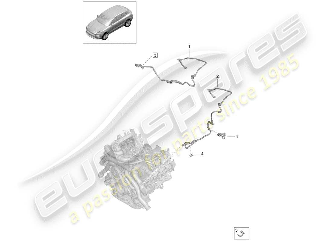 porsche 2020 (macan) diagrama de piezas de la línea de vacío