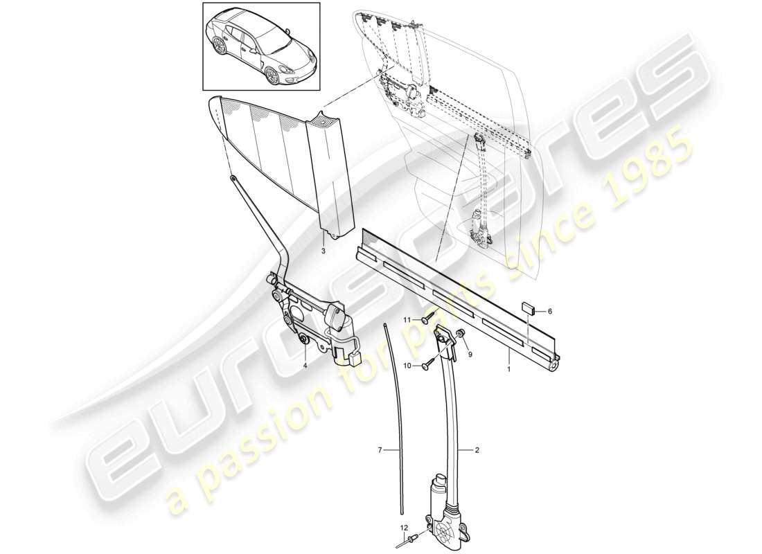 porsche 2010 (cayenne e1 9pa) persiana enrollable puerta trasera diagrama de piezas