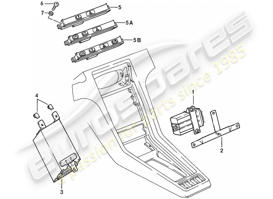 porsche 1985 (928) indicador central diagrama de piezas