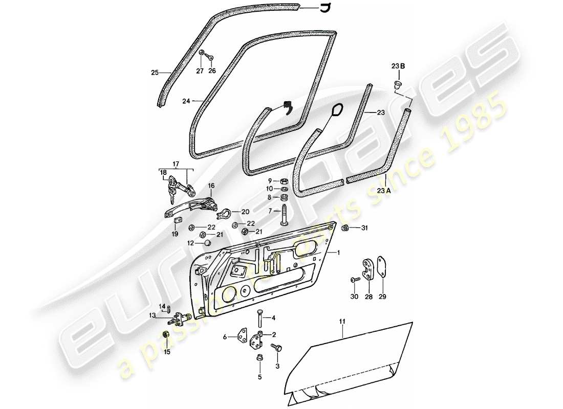 porsche 1983 (911) puertas diagrama de piezas