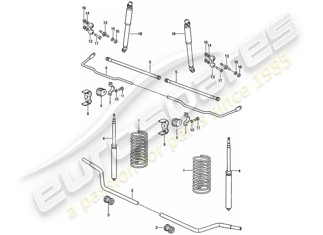 porsche 1982 (944) suspensión deportiva diagrama de piezas