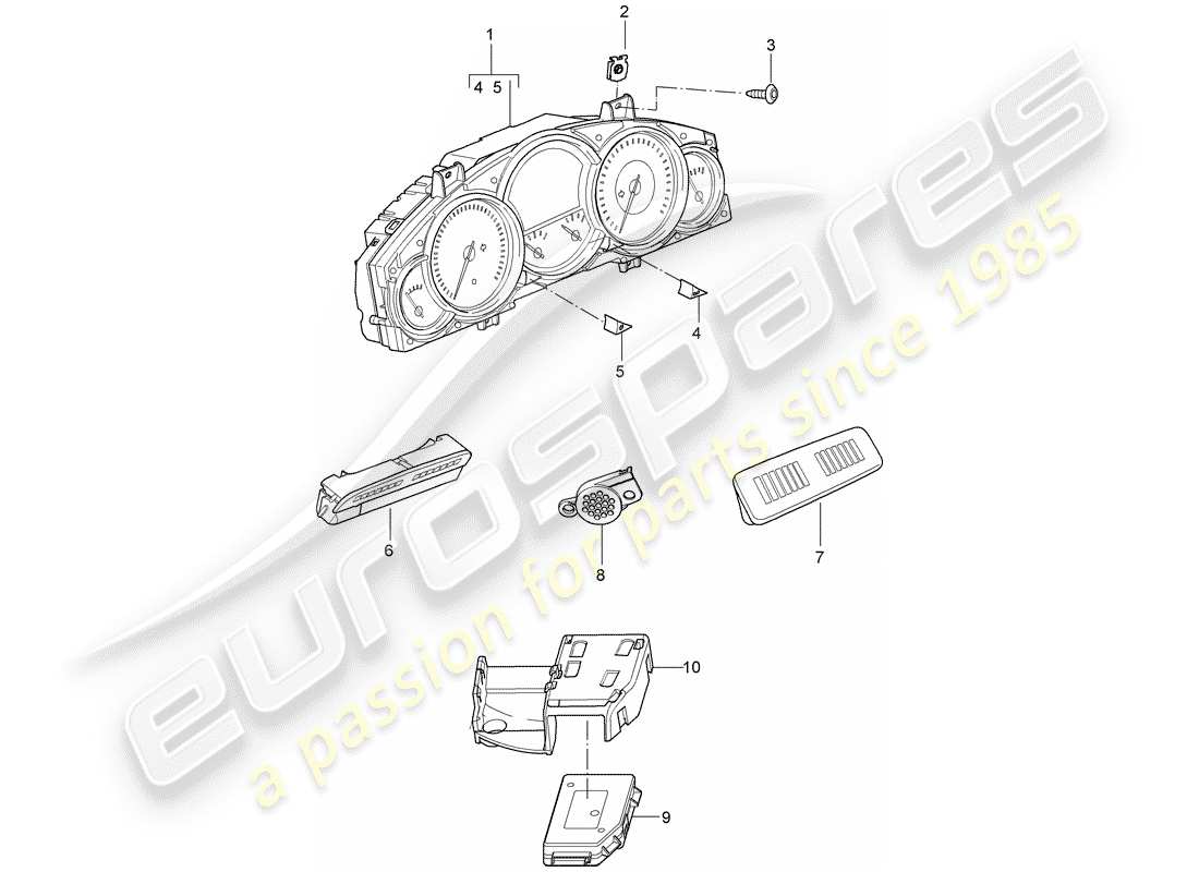 porsche 2005 (cayenne e1 9pa) combinación de instrumentos diagrama de piezas