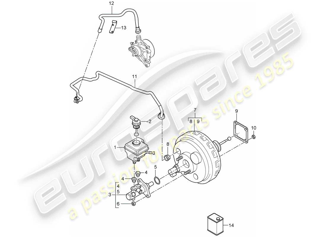 porsche 2010 (cayenne e1 9pa) cilindro maestro del freno diagrama de piezas
