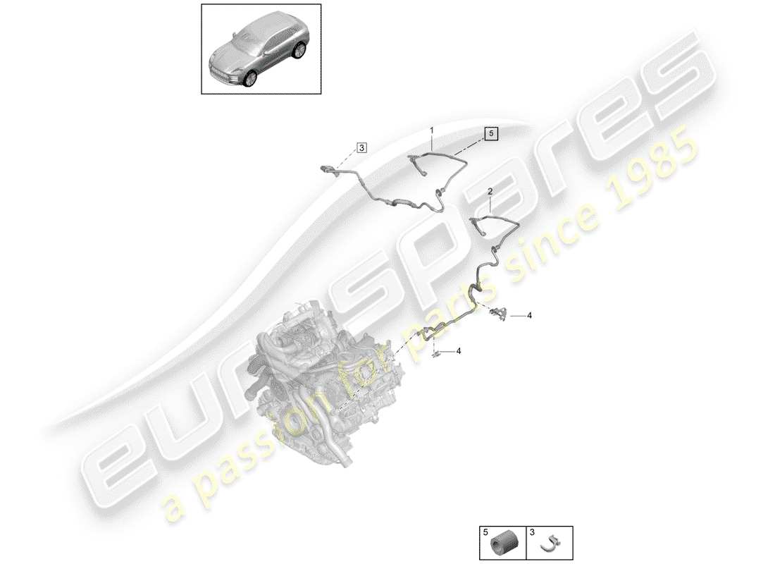 porsche 2019 (macan) diagrama de piezas de la línea de vacío