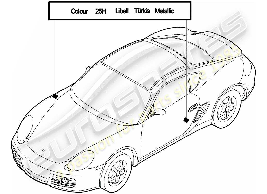 porsche 2009 (987 cayman) barra de retoque de pintura diagrama de piezas