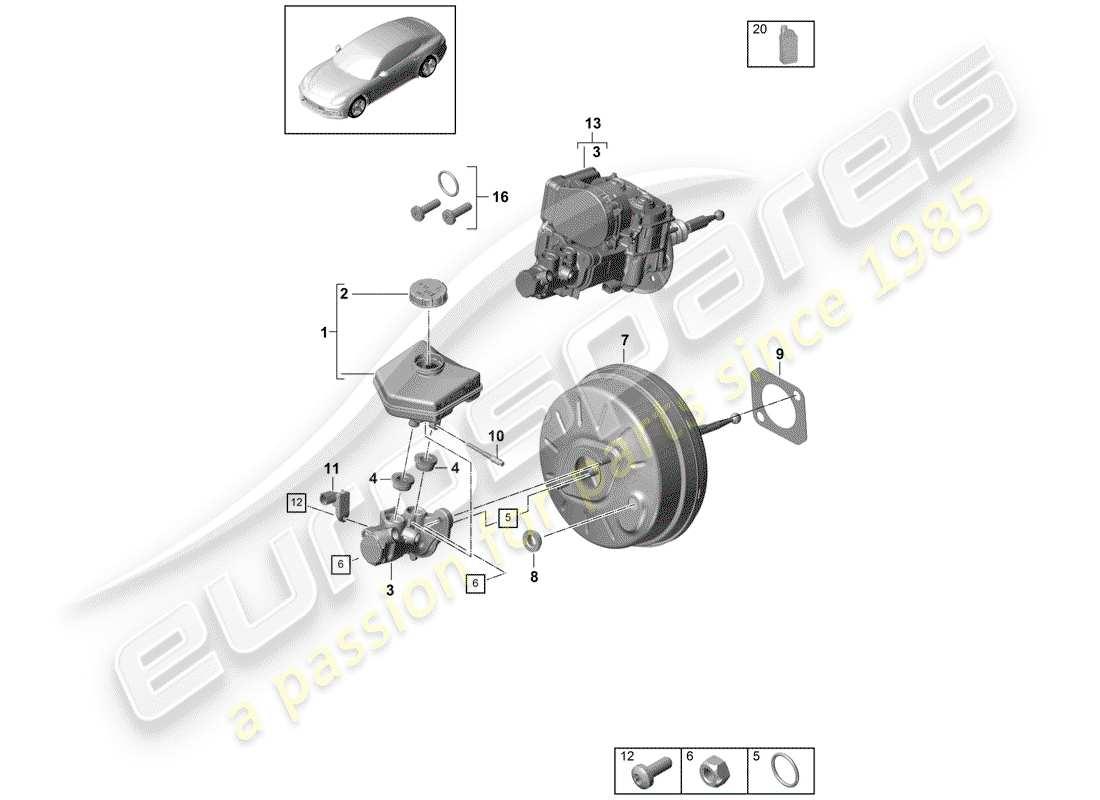 porsche 2019 (panamera 971-1) cilindro maestro del freno diagrama de piezas