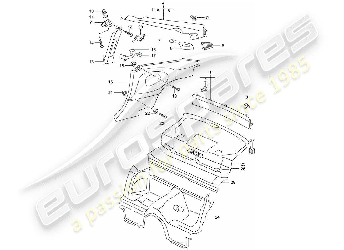 porsche 2005 (996 gt3) adornos diagrama de piezas