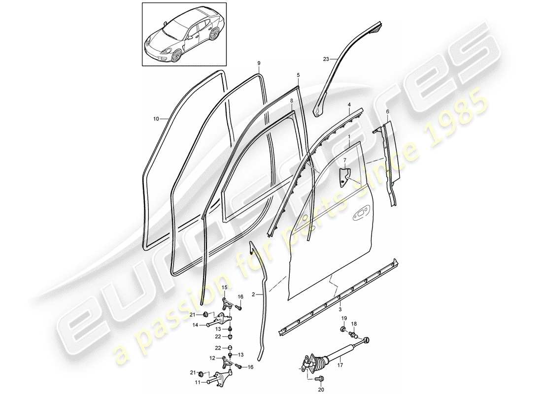 porsche 2016 (panamera 970) carcasa de la puerta diagrama de piezas