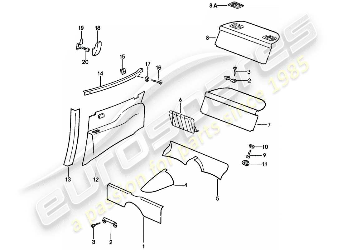 porsche 1978 (911) equipamiento interior diagrama de piezas
