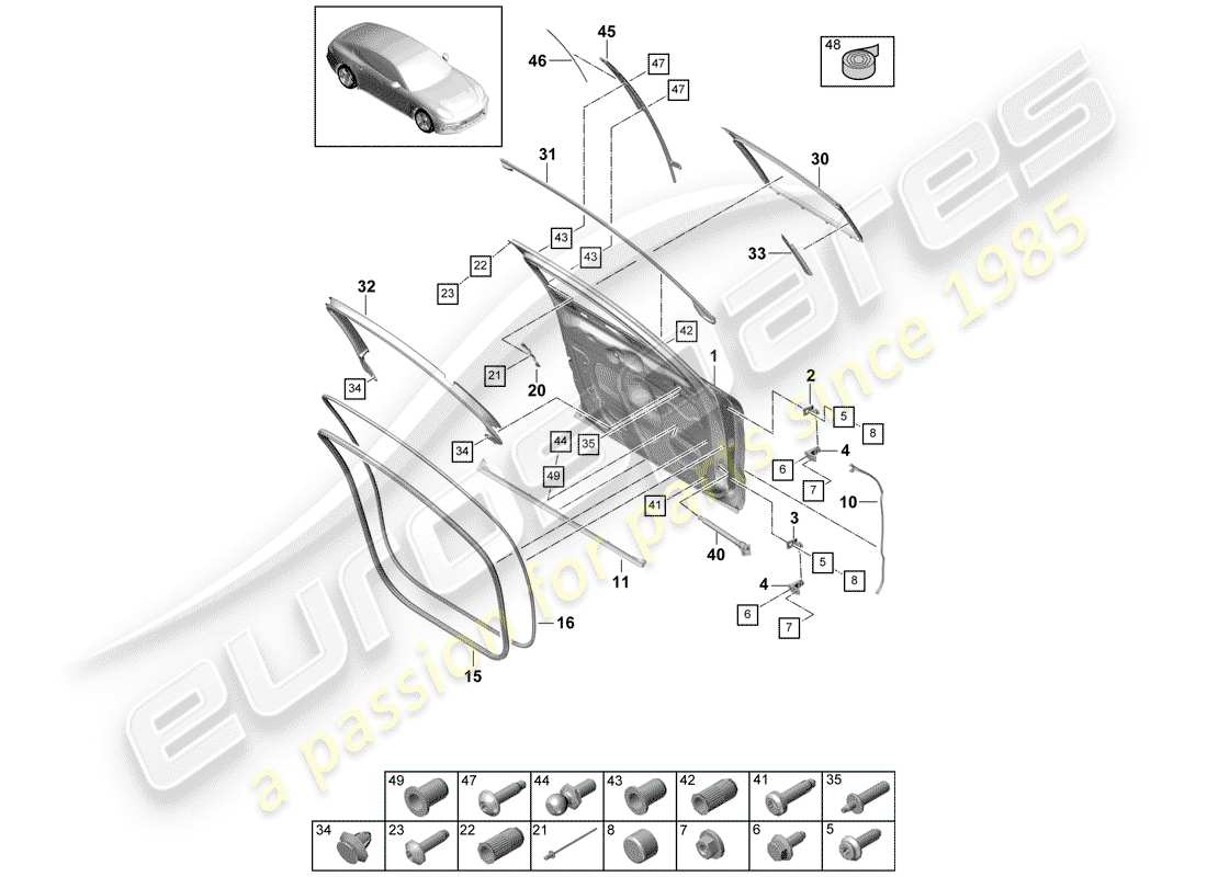 porsche 2019 (panamera 971-1) empaquetadura diagrama de piezas