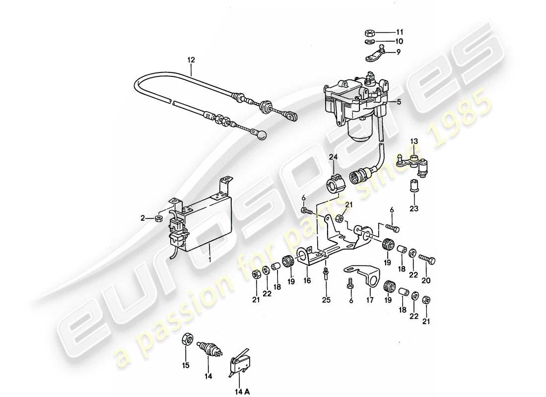 porsche 1993 (968) sistema de control de crucero diagrama de piezas