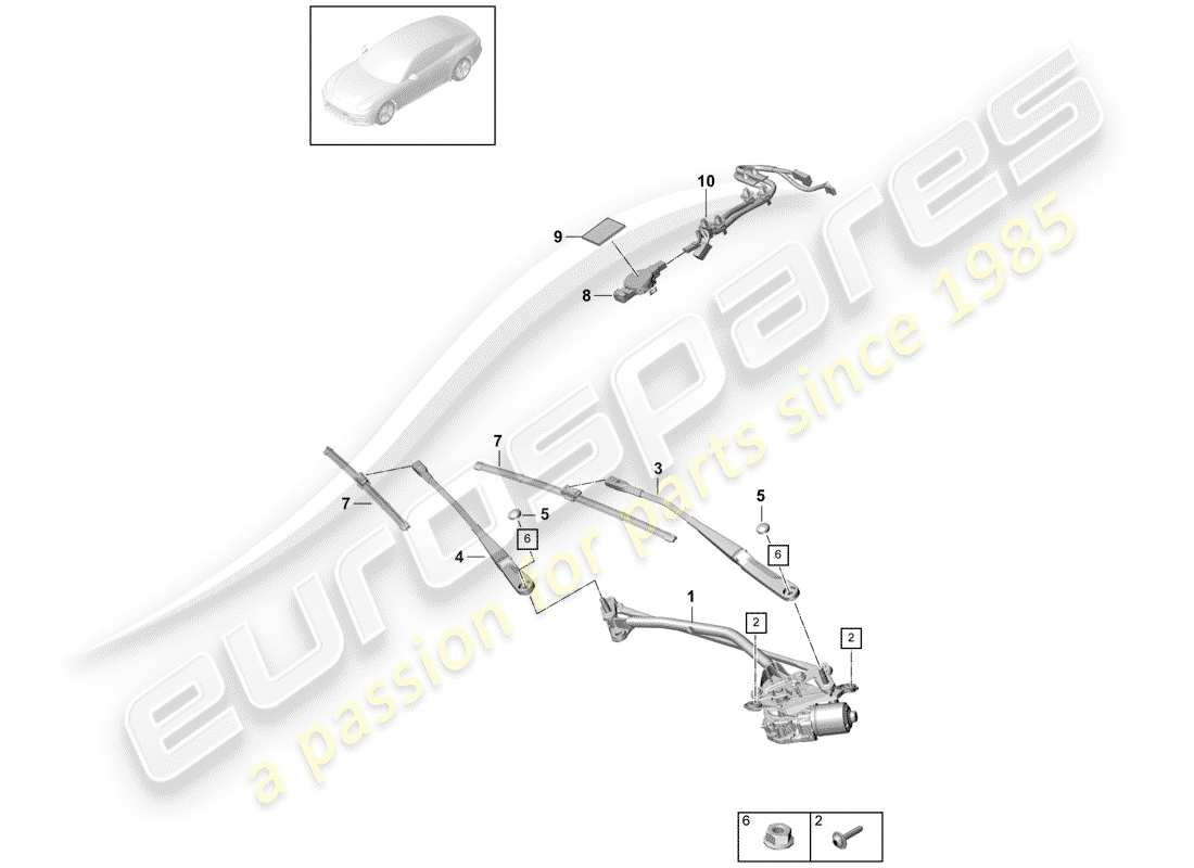 porsche 2018 (panamera 971-1) sistema limpiaparabrisas compl. diagrama de piezas