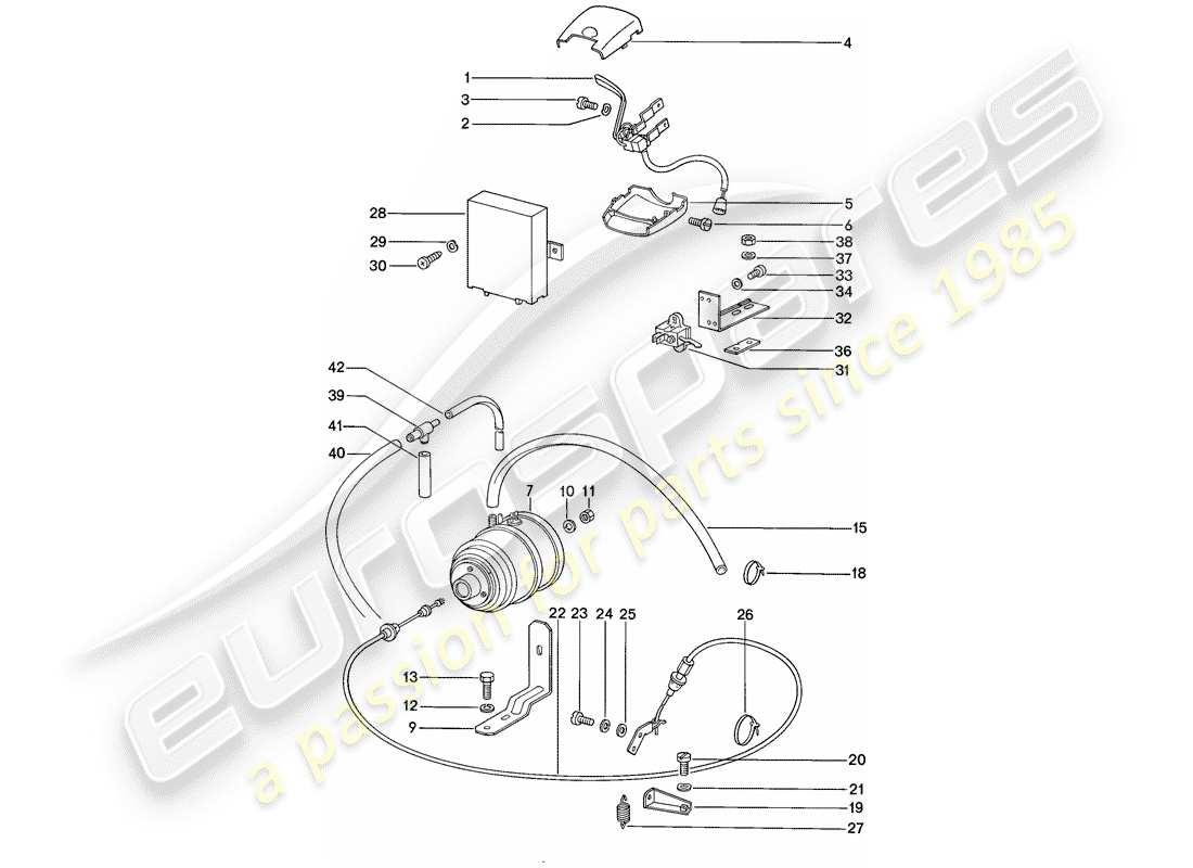 porsche 1985 (911) sistema de control de crucero diagrama de piezas
