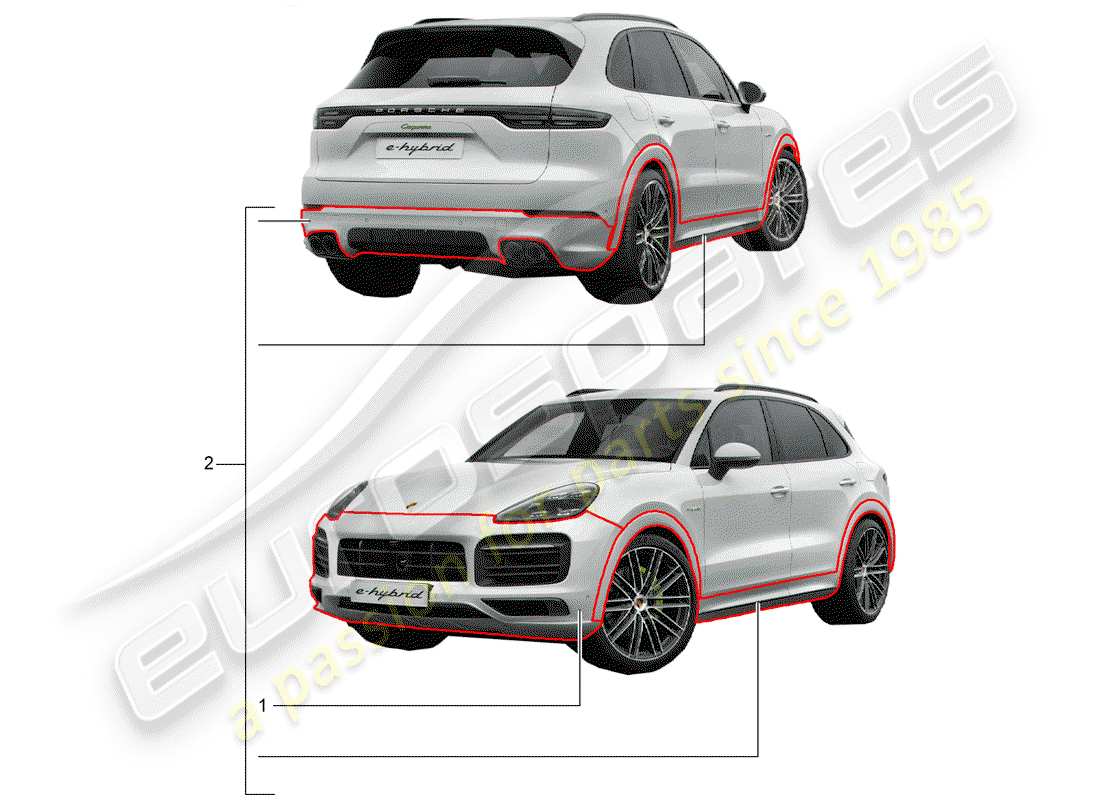 porsche 2003 (tequipment cayenne) paquete de diseño deportivo diagrama de piezas