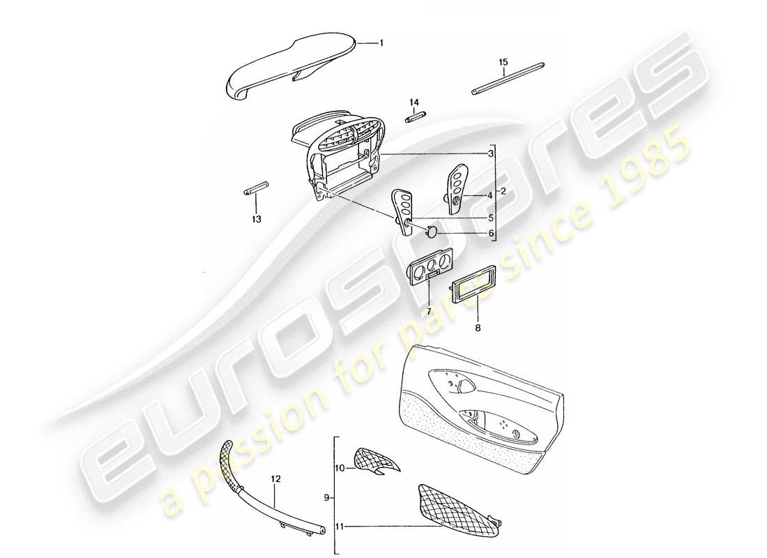 porsche 1990 (tequipment) caja de instrumentos diagrama de piezas