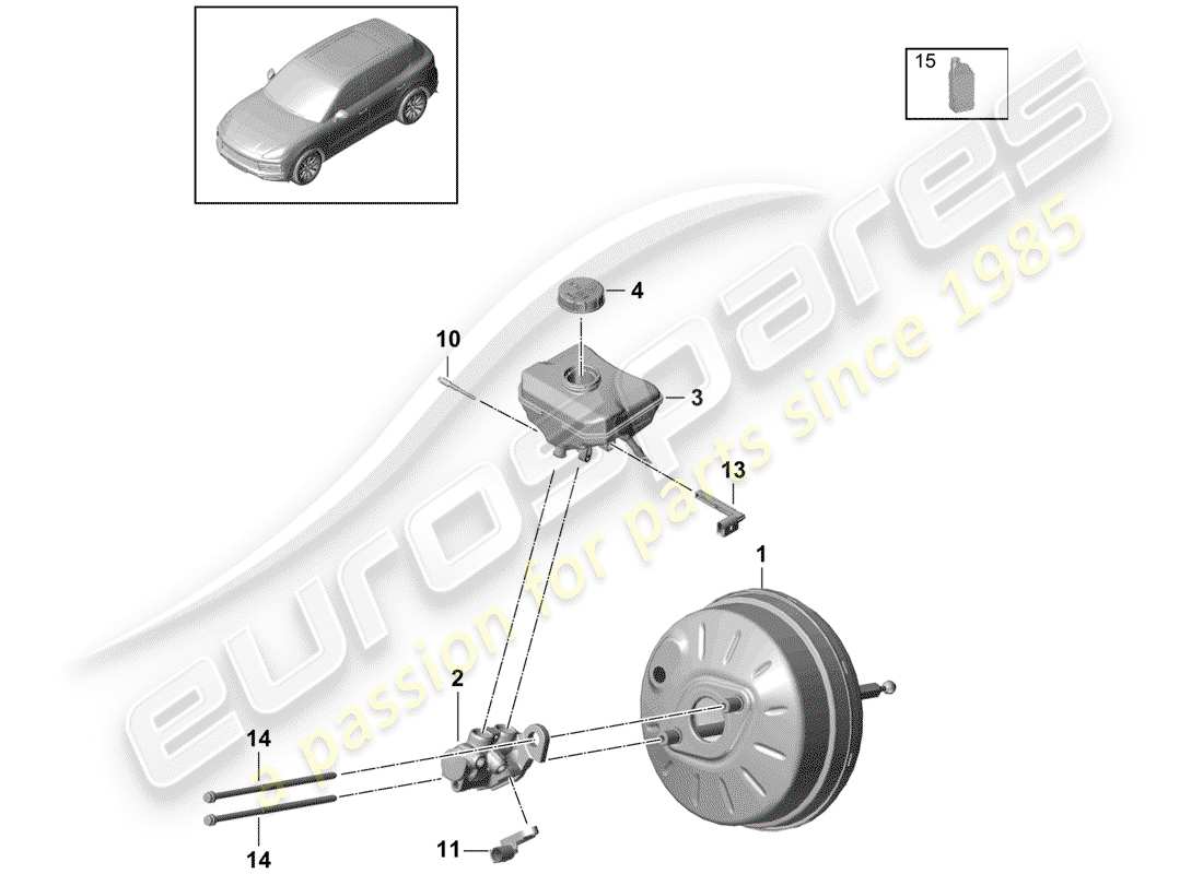 porsche 2020 (cayenne e3 9ya/9yb) cilindro maestro del freno diagrama de piezas