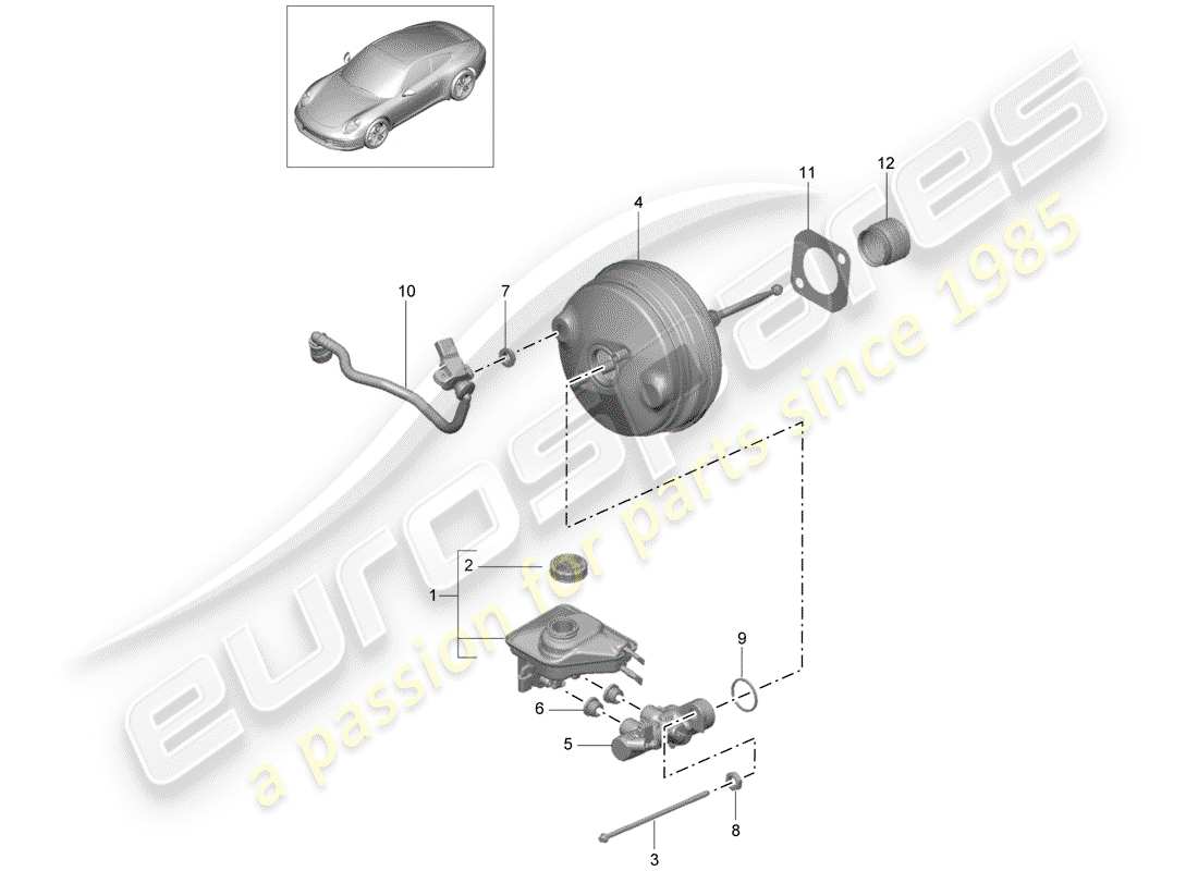 porsche 2015 (991-1) cilindro maestro del freno diagrama de piezas