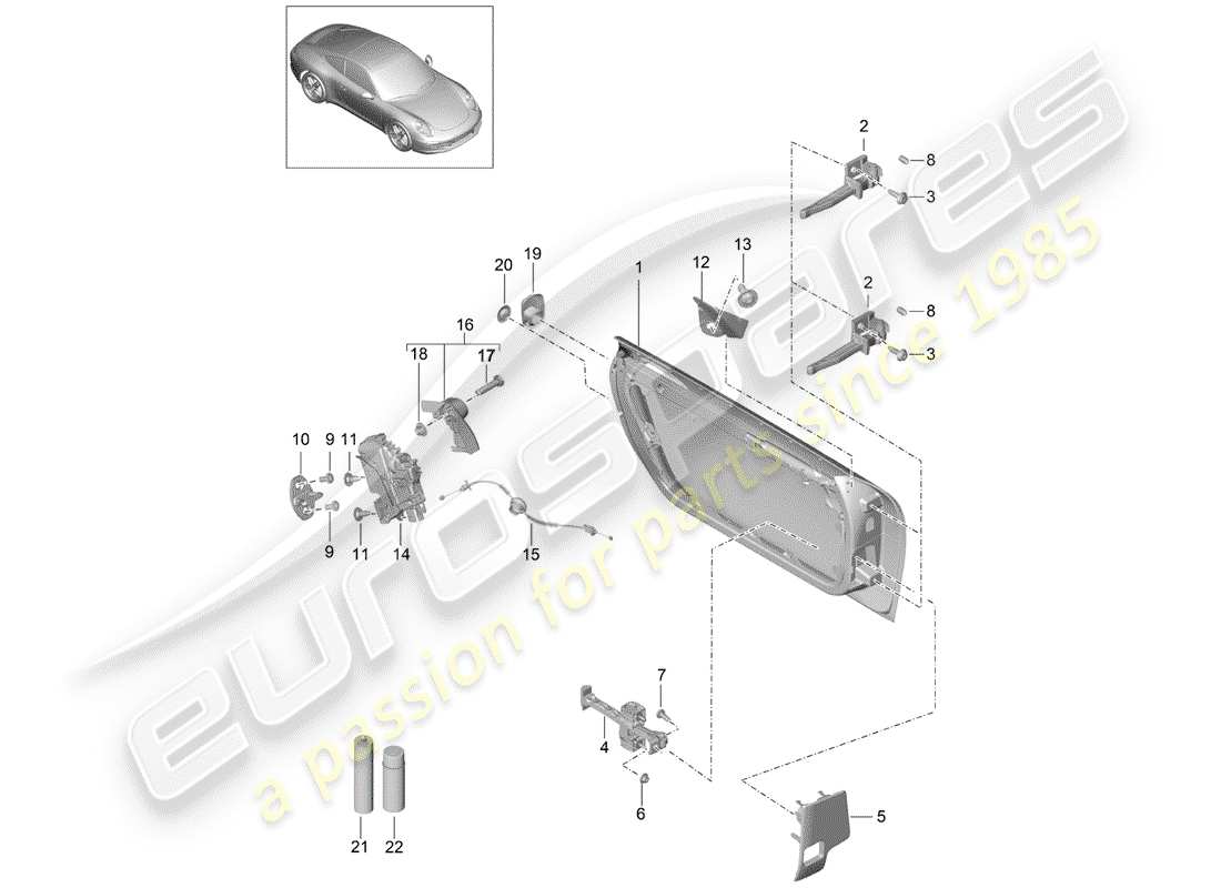 porsche 2013 (991-1) carcasa de la puerta diagrama de piezas