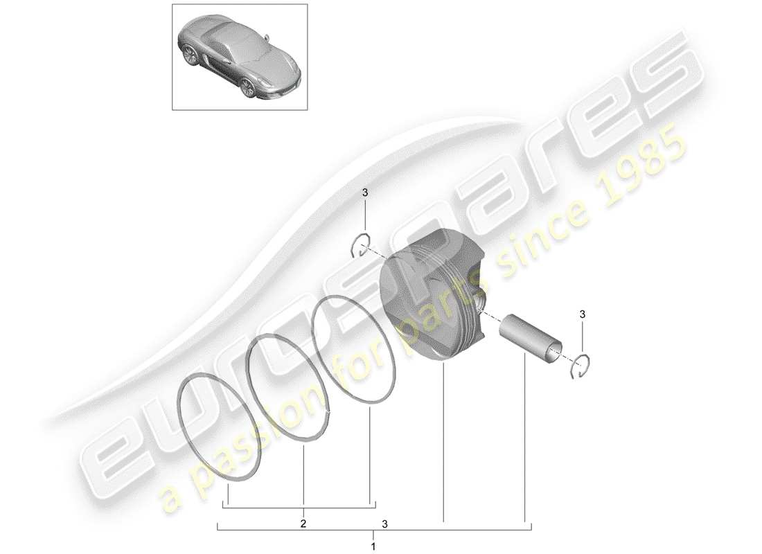 porsche 2012 (981 boxster) diagrama de piezas del pistón