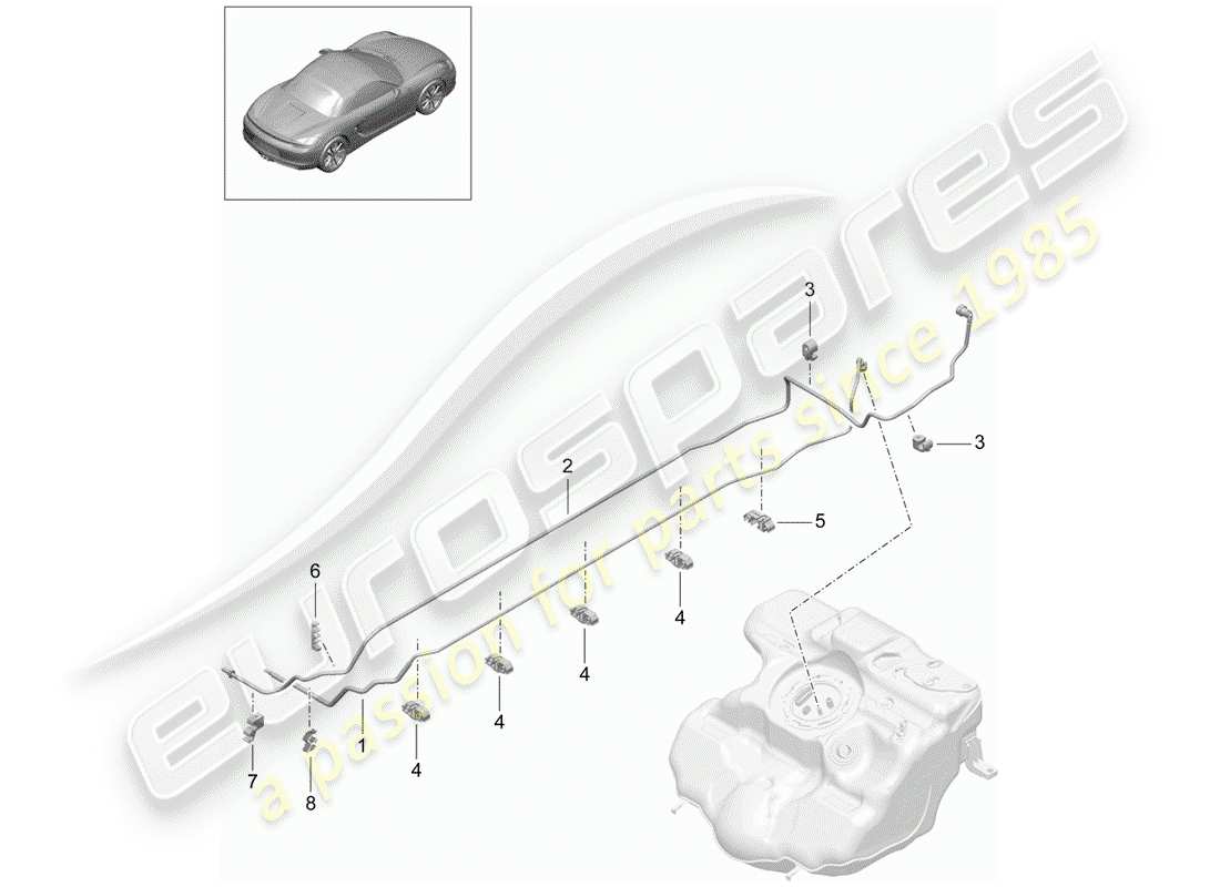 porsche 2012 (981 boxster) fuel system diagrama de piezas