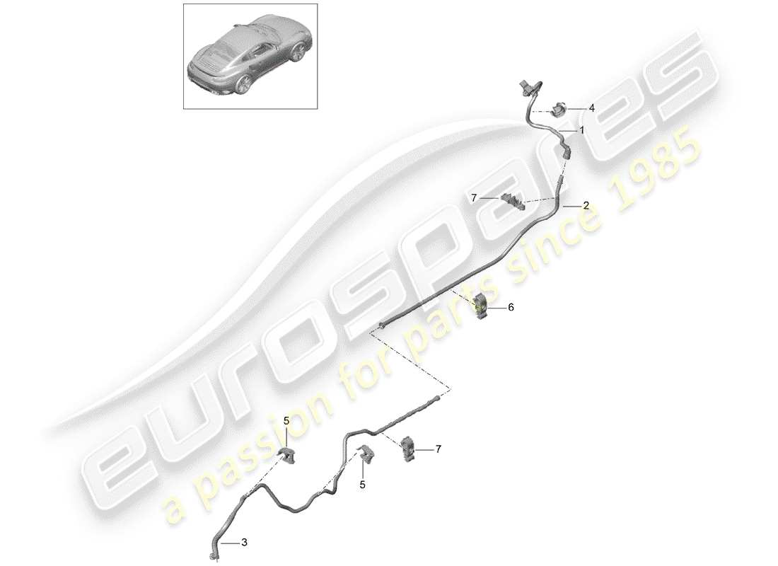 porsche 2020 (991-2 turbo) línea de vacío diagrama de piezas
