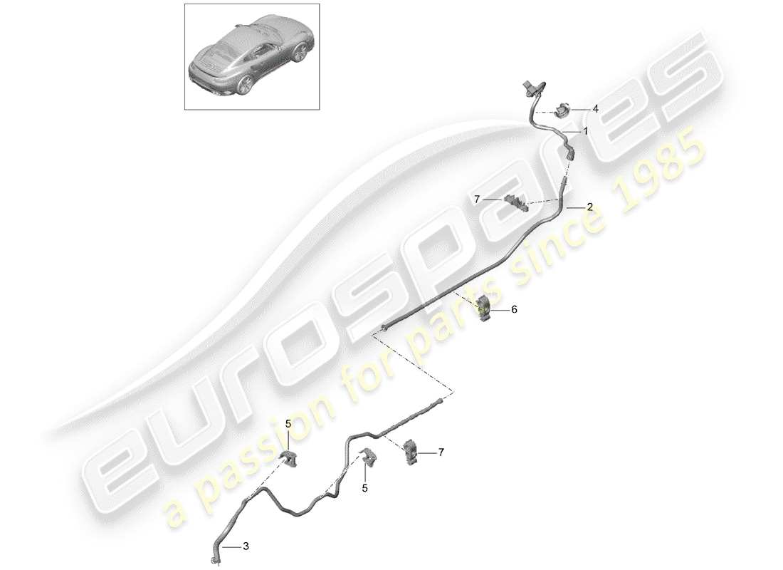 porsche 991 turbo (2020) línea de vacío diagrama de piezas