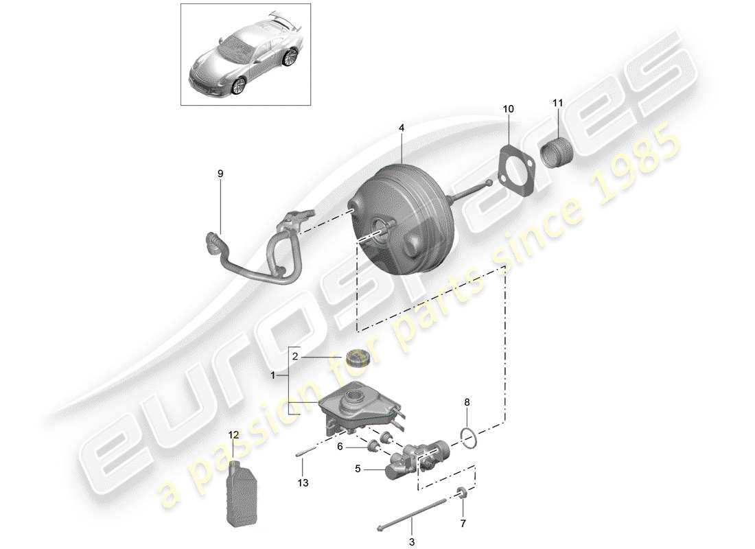 porsche 2018 (991-2 r/gt3/rs) cilindro maestro del freno diagrama de piezas