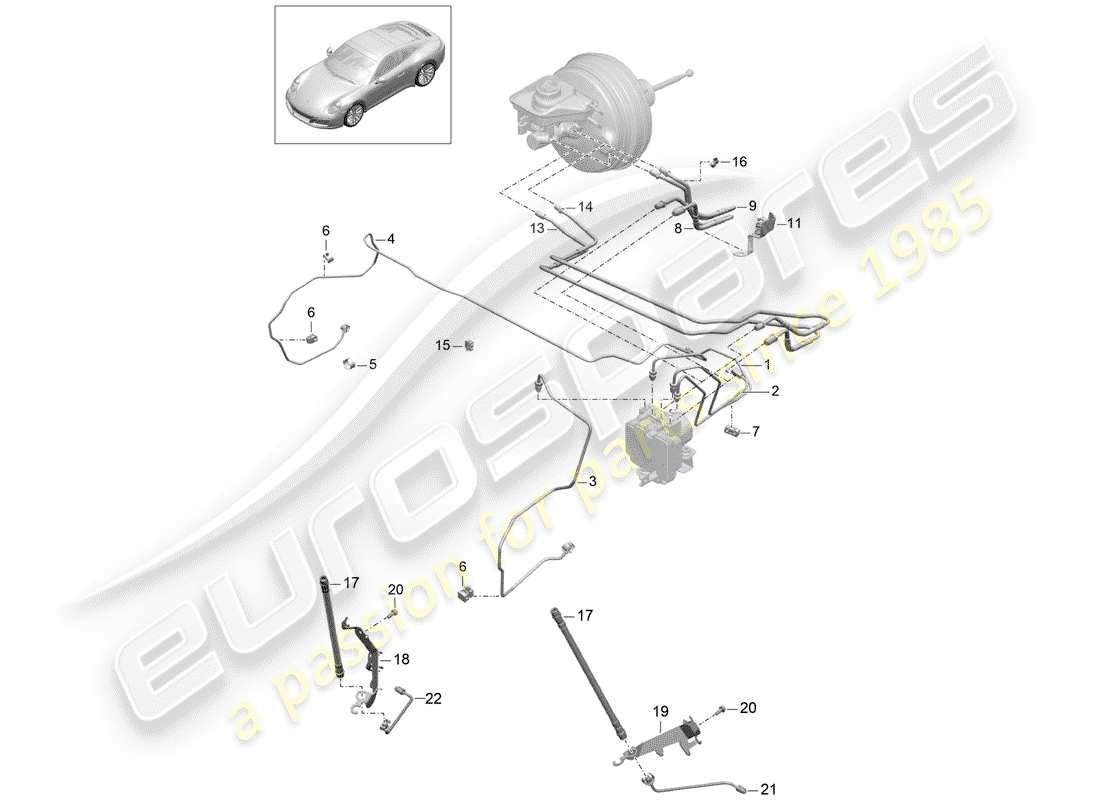 porsche 2019 (991-2) diagrama de piezas de la línea de freno