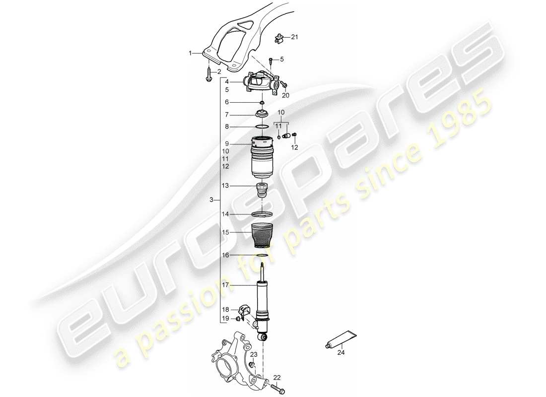 porsche 2005 (cayenne e1 9pa) amortiguador diagrama de piezas
