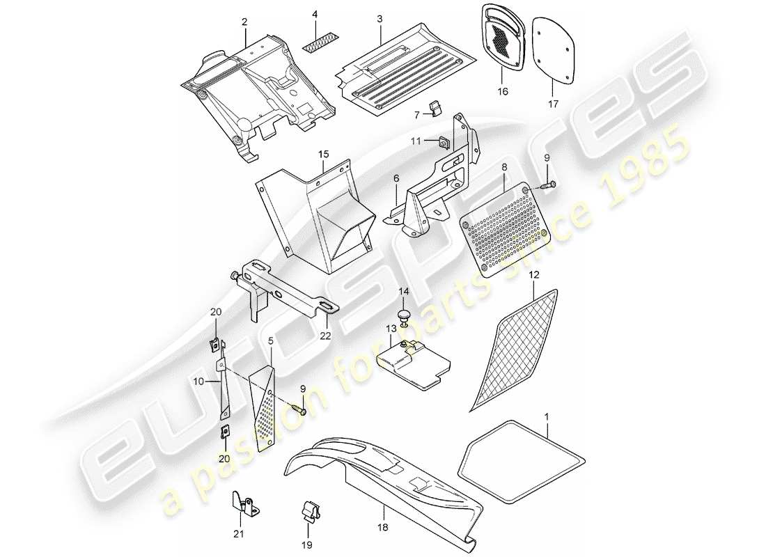 porsche 2005 (carrera gt) zona para los pies - cubierta del suelo diagrama de piezas