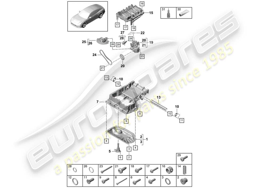 porsche 2019 (panamera 971-1) oil-conducting housing diagrama de piezas