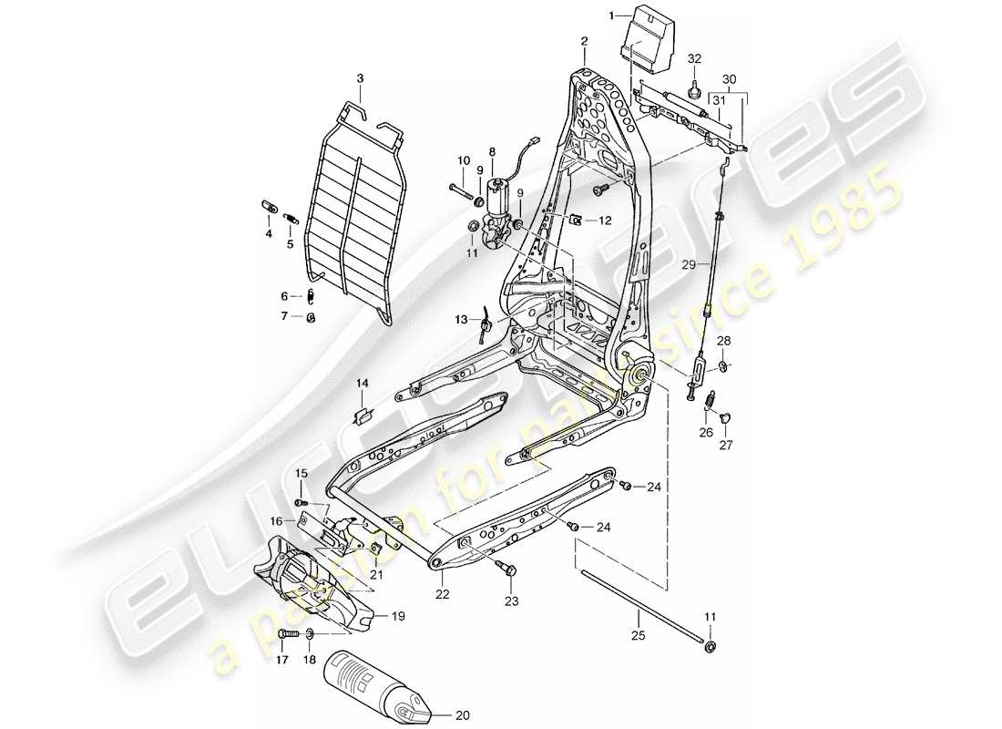 porsche 2003 (996 turbo / gt2) marco para asiento - marco - respaldo diagrama de piezas