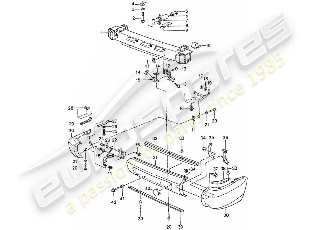 porsche 1990 (964) parachoque diagrama de piezas