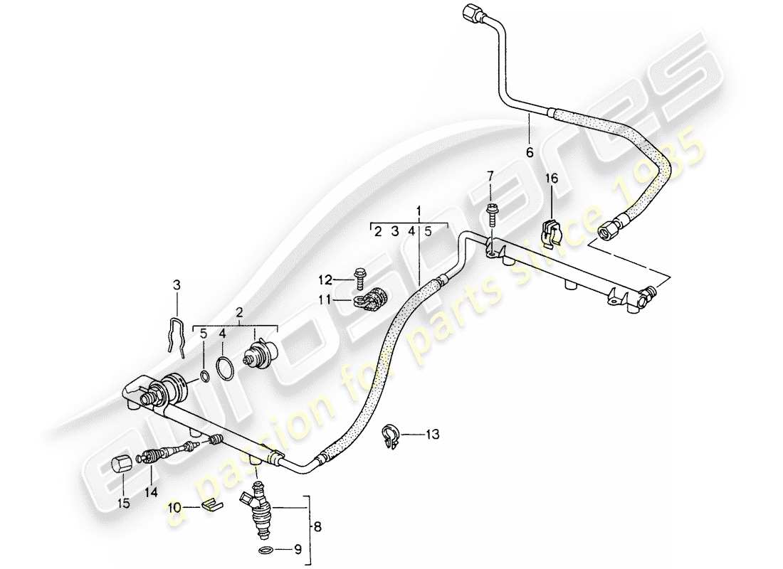 porsche 1996 (993) l-jetronic - líneas diagrama de piezas