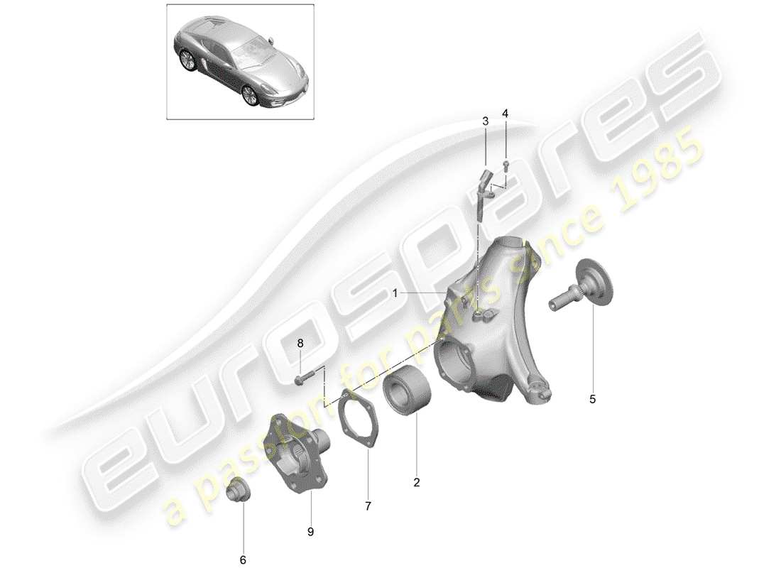 porsche cayman 981 (2015) diagrama de piezas del portador de ruedas