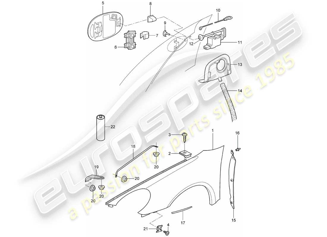 porsche 2006 (987 boxster) defensa diagrama de piezas