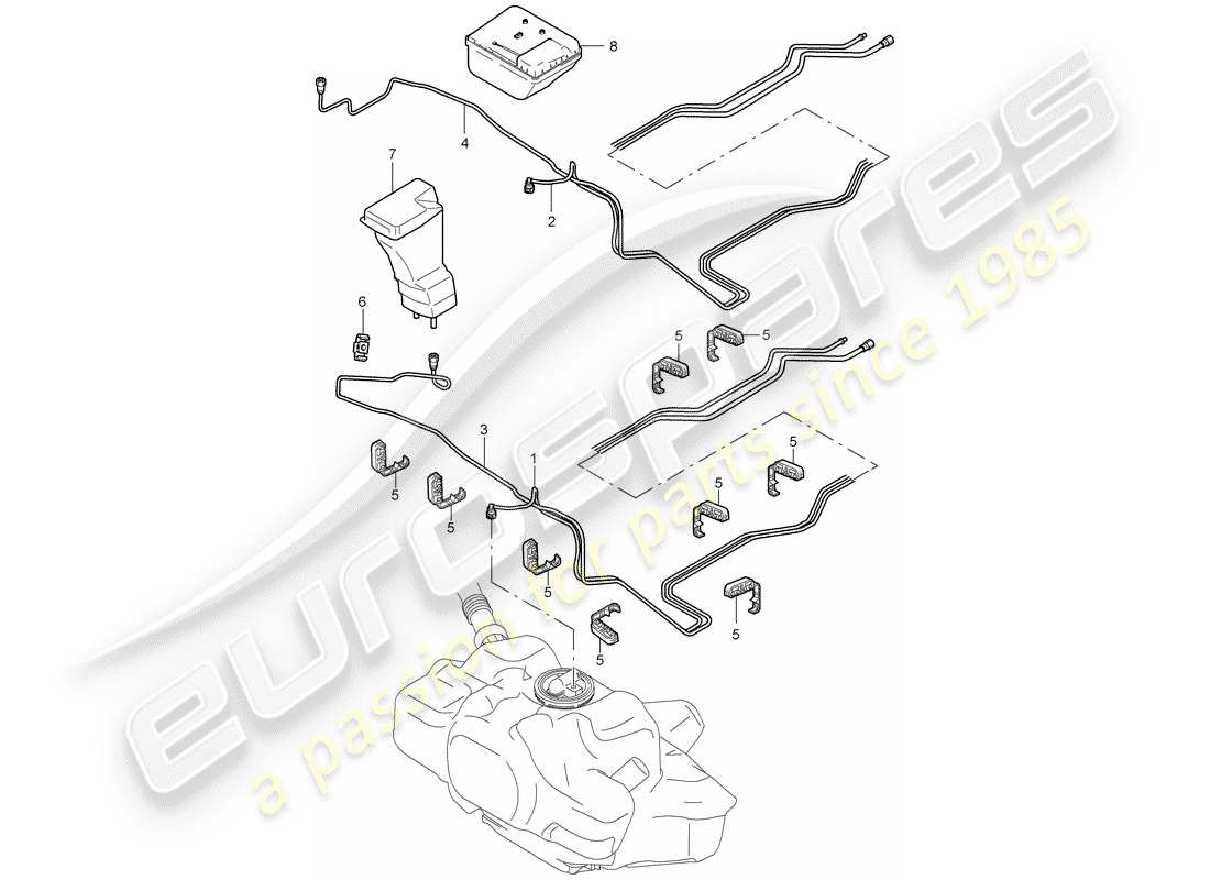porsche 2006 (987 cayman) fuel system diagrama de piezas