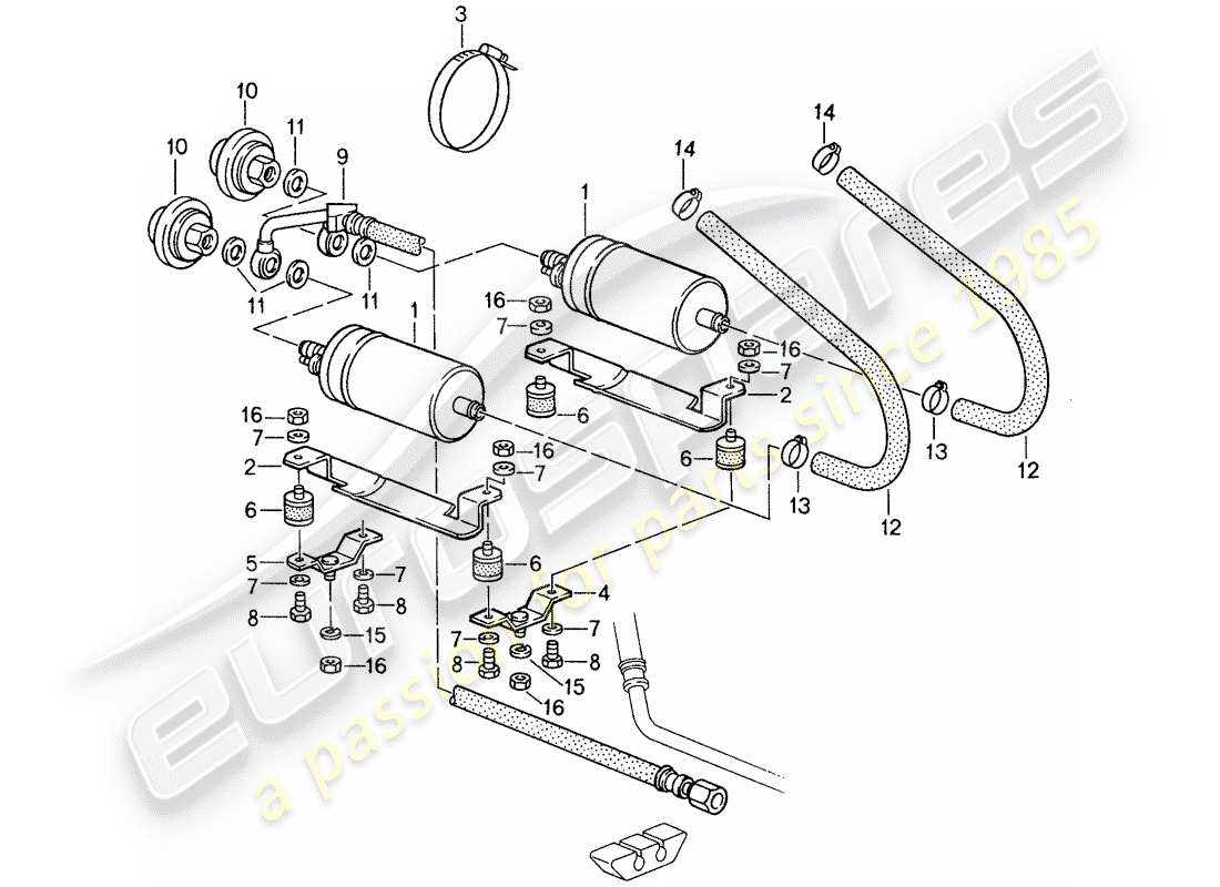 porsche 1987 (959) fuel system diagrama de piezas