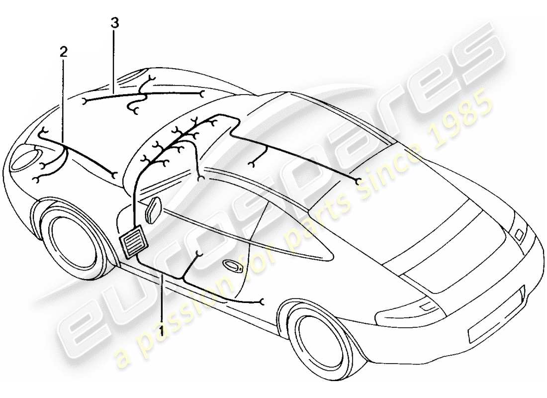 porsche 996 gt3 (2001) mazo de cables - habitáculo - guantera - maletero delantero - kit de reparación - sistema de freno antibloqueo -abs- - indicador de desgaste de pastillas de freno - eje delantero diagrama de piezas