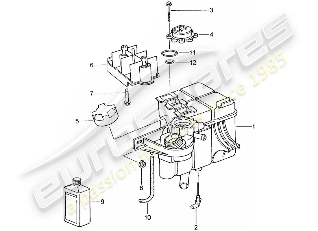 porsche 2002 (996) diagrama de piezas de refrigeración por agua
