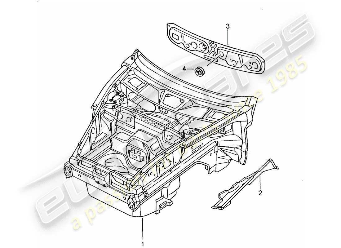 porsche 2005 (996) diagrama de piezas del extremo delantero