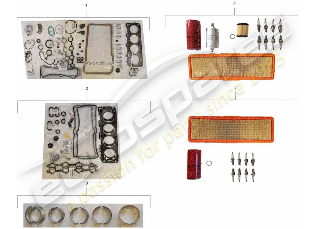 porsche 1990 (928) kits de reparación - juego de mantenimiento - juego de juntas diagrama de piezas
