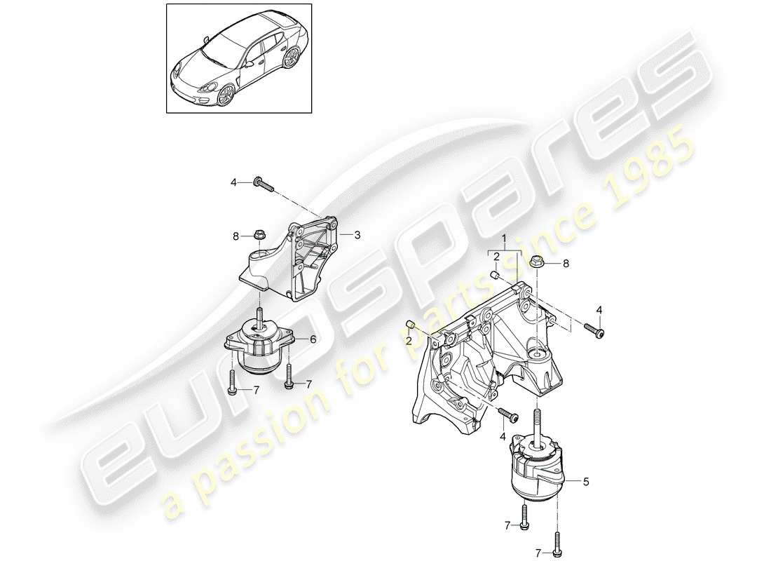 porsche 2013 (panamera 970) suspensión del motor diagrama de piezas