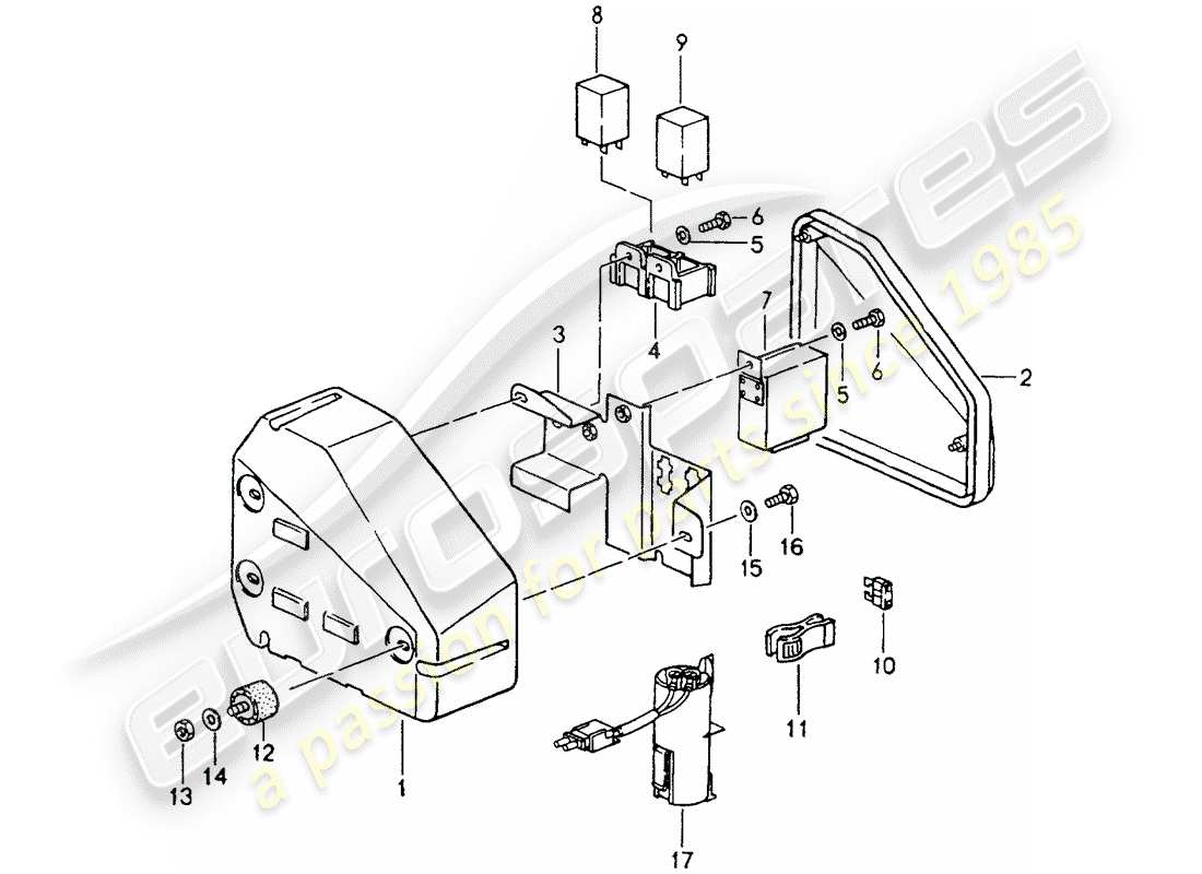 porsche 964 (1991) caja de fusibles/placa de relé - compartimiento del motor diagrama de piezas