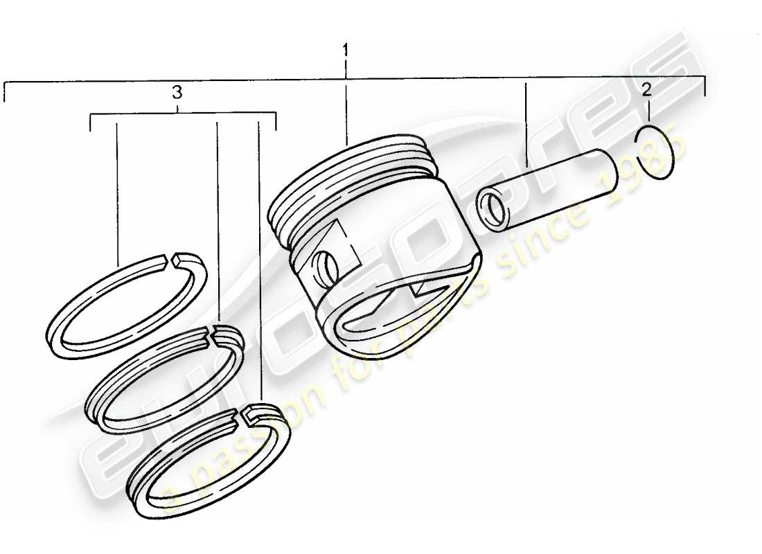 porsche 1995 (968) pistón - aros de pistón diagrama de piezas
