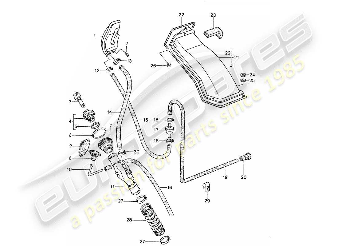 porsche 1995 (968) relleno de cuello diagrama de piezas