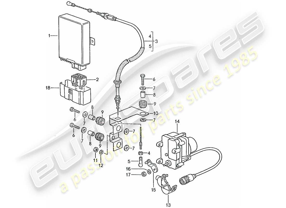 porsche 1990 (928) sistema de control de crucero - d - mj 1988>> diagrama de piezas